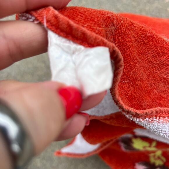 Vintage MCM Rust Orange Mod Retro Floral Small Bath Towel 22.5"x39" - Picture 5 of 6